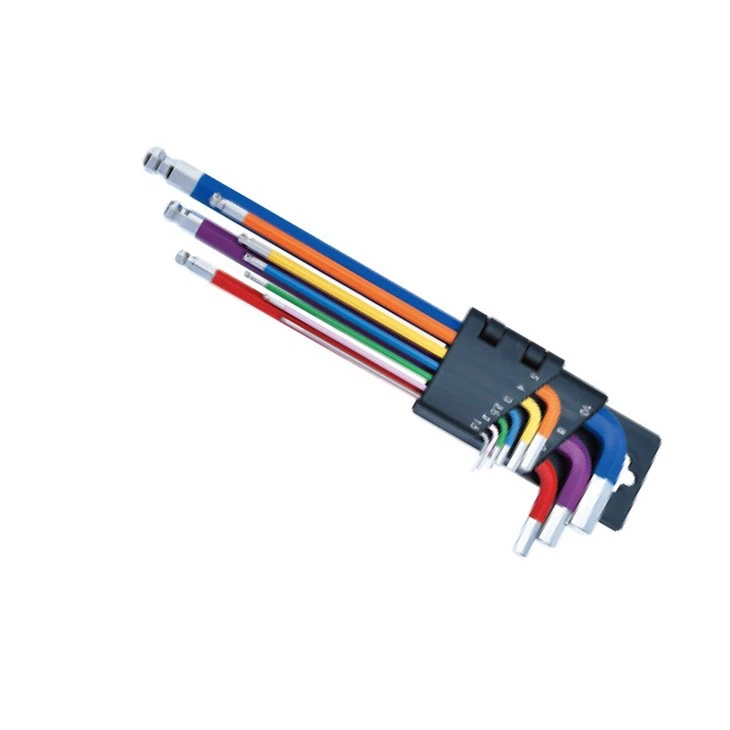 Colorized Ball Point Hex Key 9pcs Set Extra Long